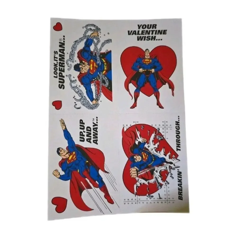 Vintage Superman Valentine's DC Comics 1992 AGC Inc Set of 4 & 1 Teacher Card